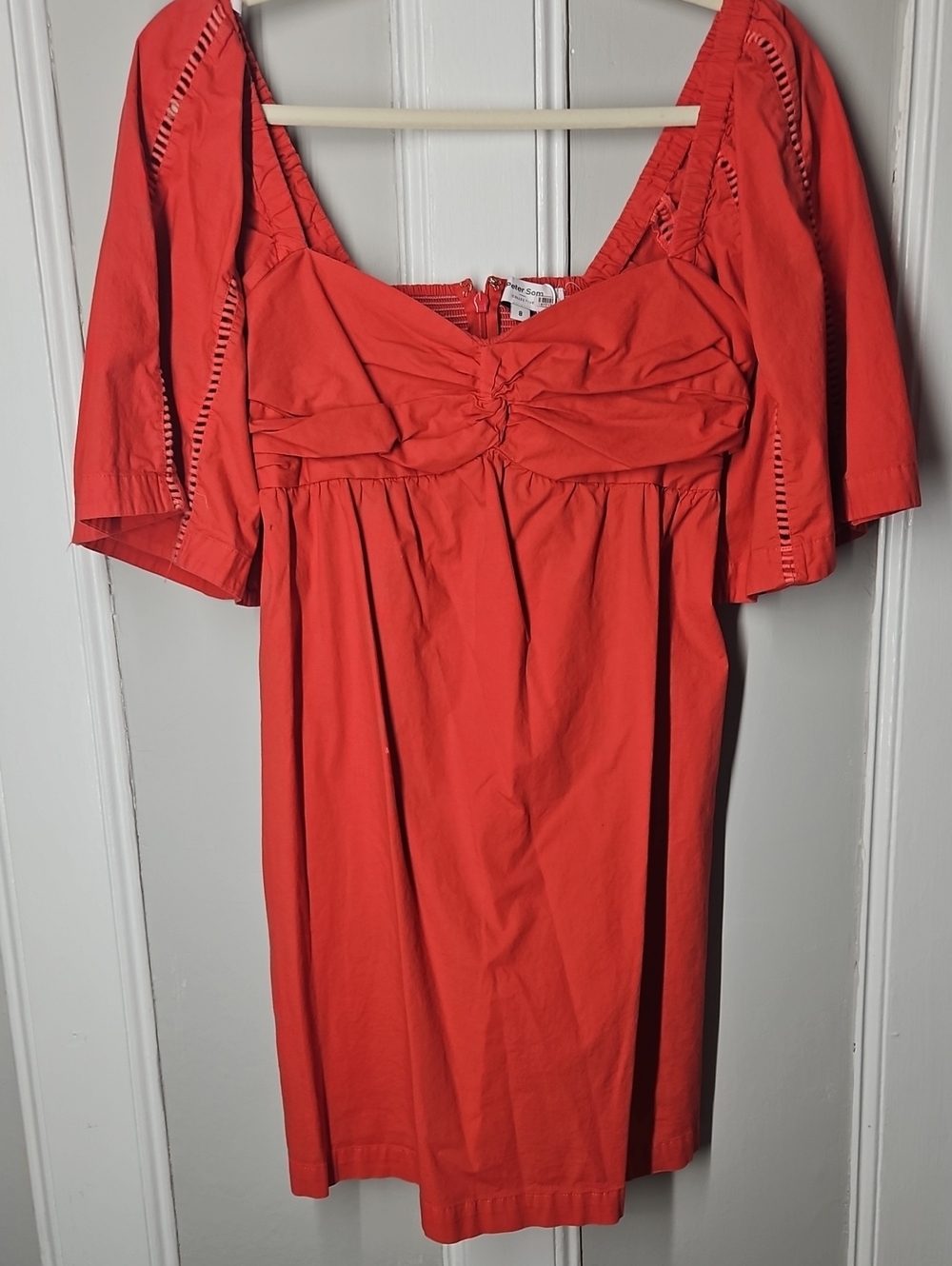 Peter Som Coral-Red  Mini Dress Sz  8